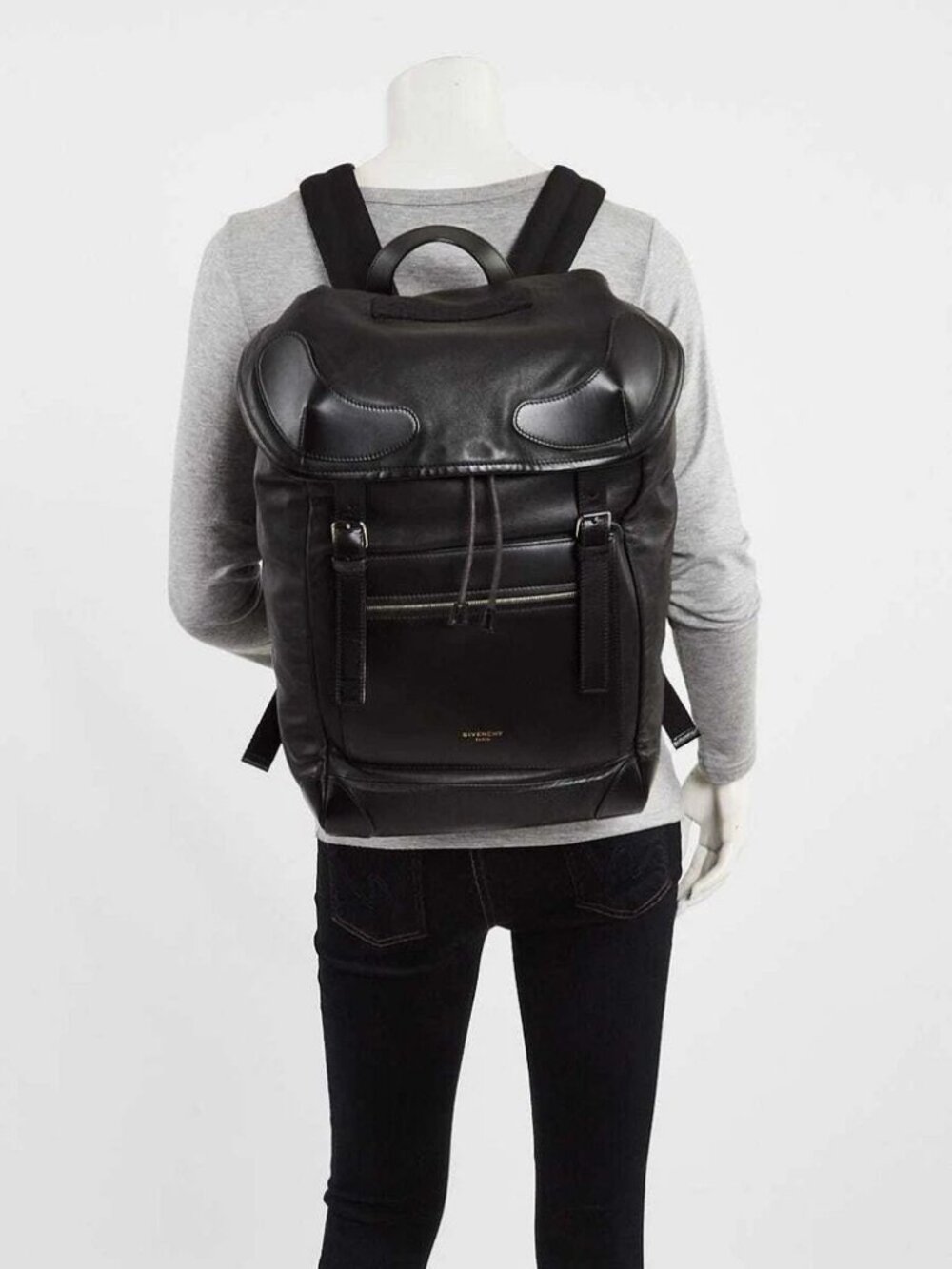 Givenchy Black Leather Drawstring Rider Backpack Bag - Picture 2 of 12